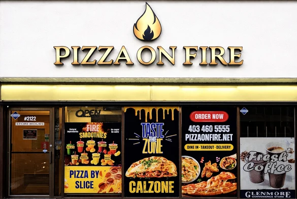 Pizza On Fire pizza restaurant on Glenmore Court SE in Calgary