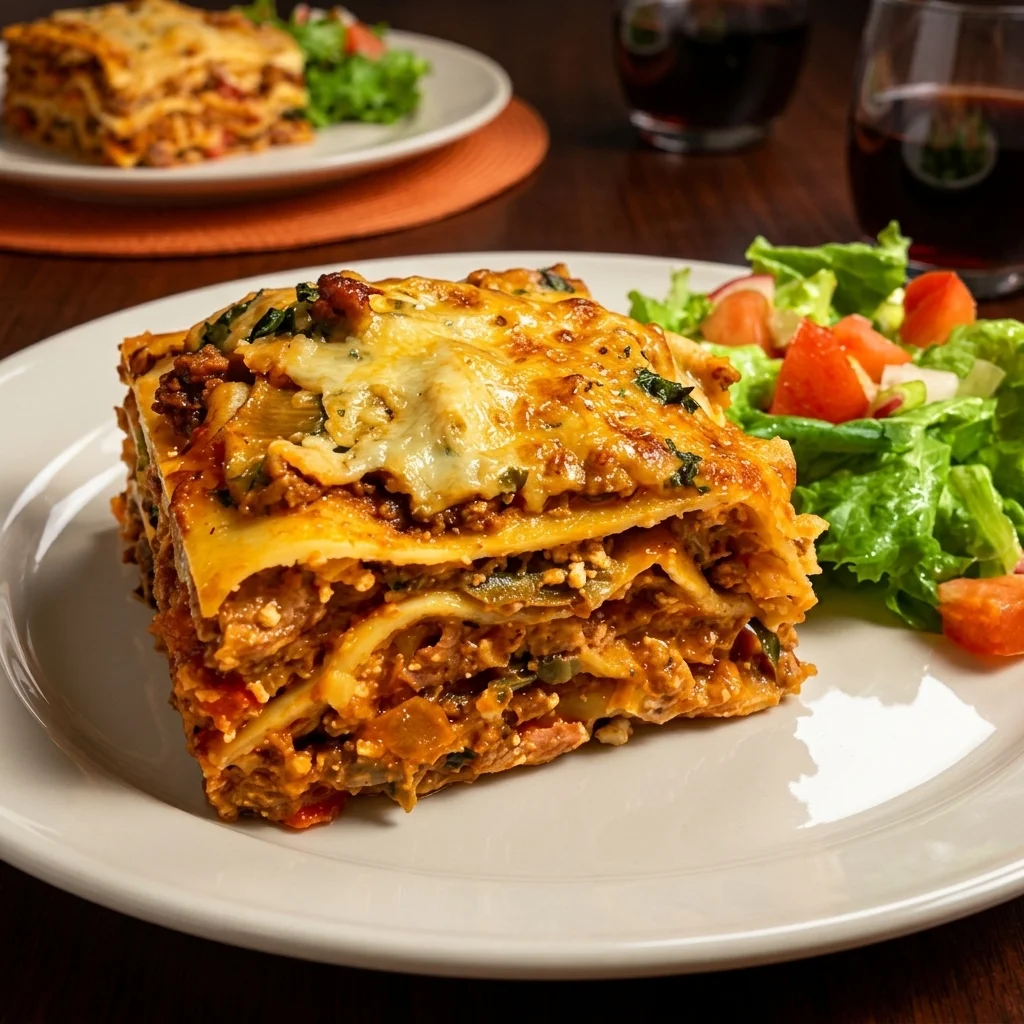 Meat Lasagna at Pizza On Fire in Calgary