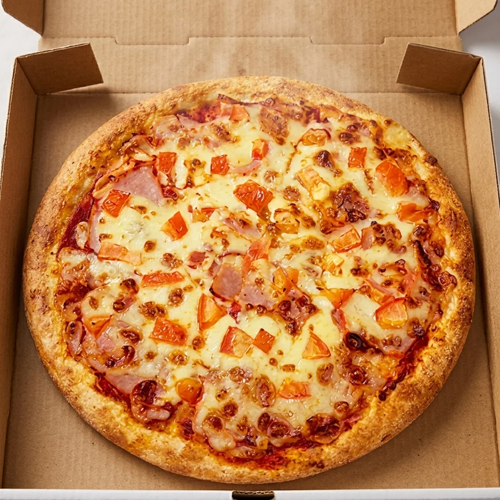 Butter Chicken Pizza, an Indian fusion pizza at Pizza On Fire Calgary